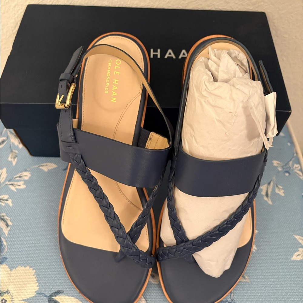 Cole Haan Women's Dark Blue Braided Sandals